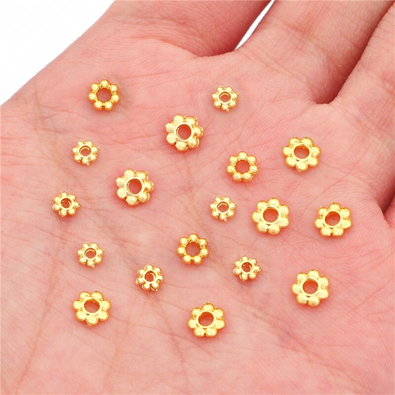 Đầu nối hạt mạ vàng 18K hình bông hoa làm khuyên tai/vòng tay/vòng cổ thủ công DIY