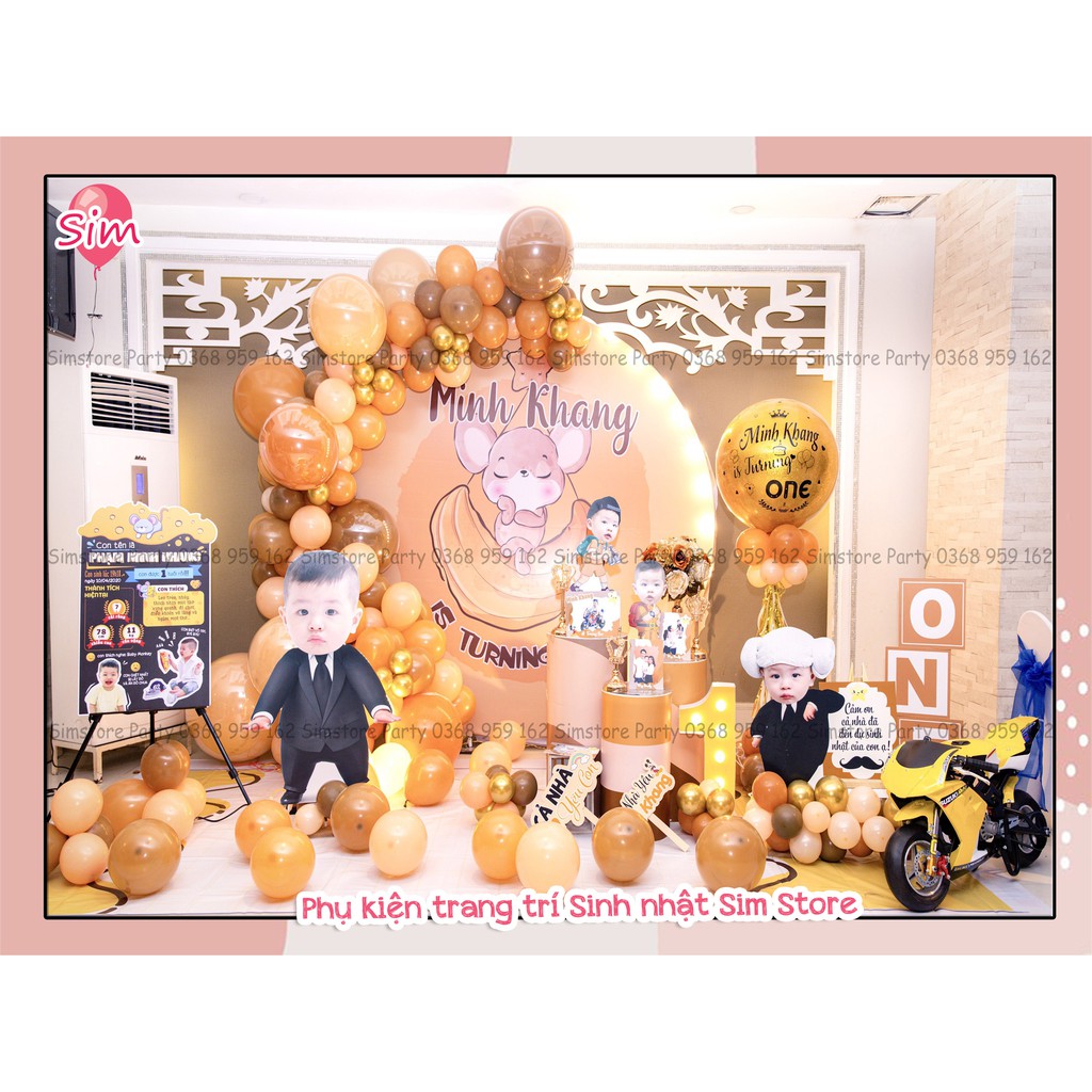 Combo hình chibi, bảng tên, cây welcome, cây số tuổi  trang trí sinh nhật bàn tiệc thiết kế  cho bé