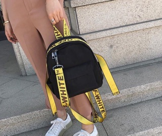 [FREESHIP❤️] Balo thời trang nữ Off White dây vàng 6830