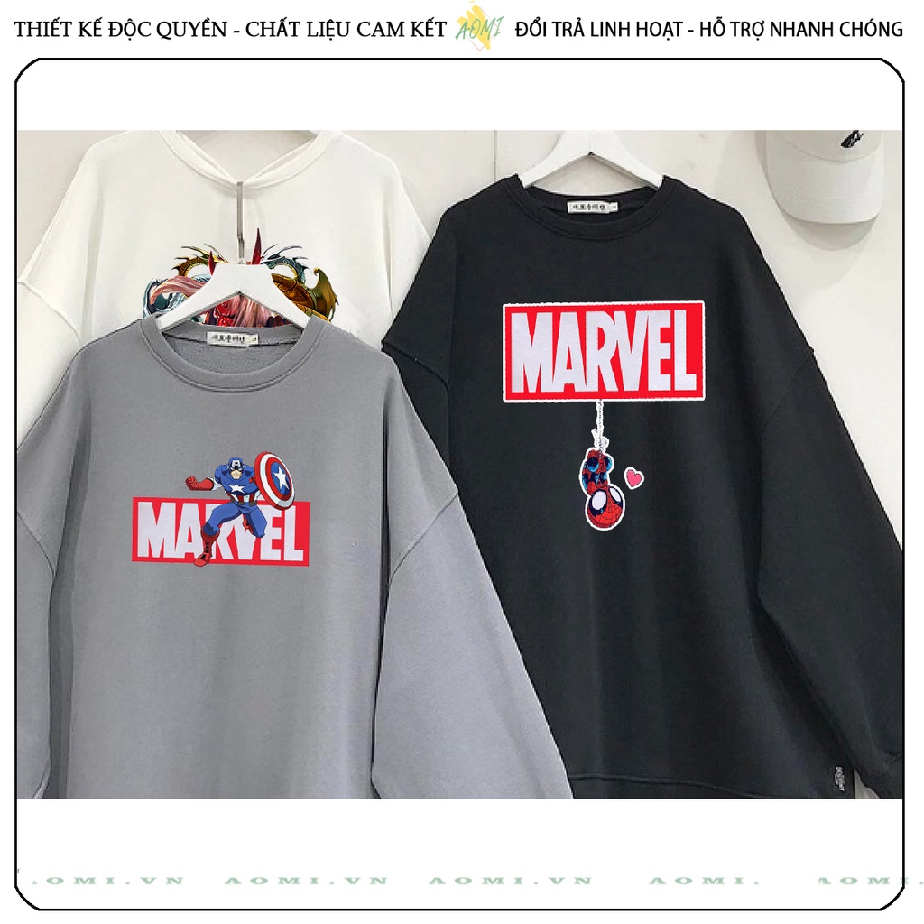 Áo Nỉ Bông Sweater Avengers Kids MCU tay dài da cá unisex full size AOMIVN