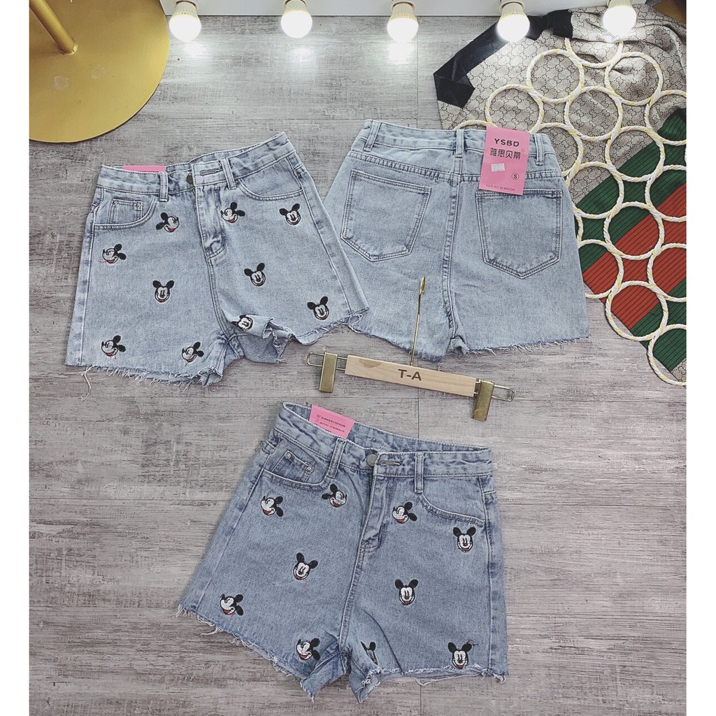 Quần sooc bò Mickey ❤️FREESHIP❤️ chất bò mềm, co giãn tốt