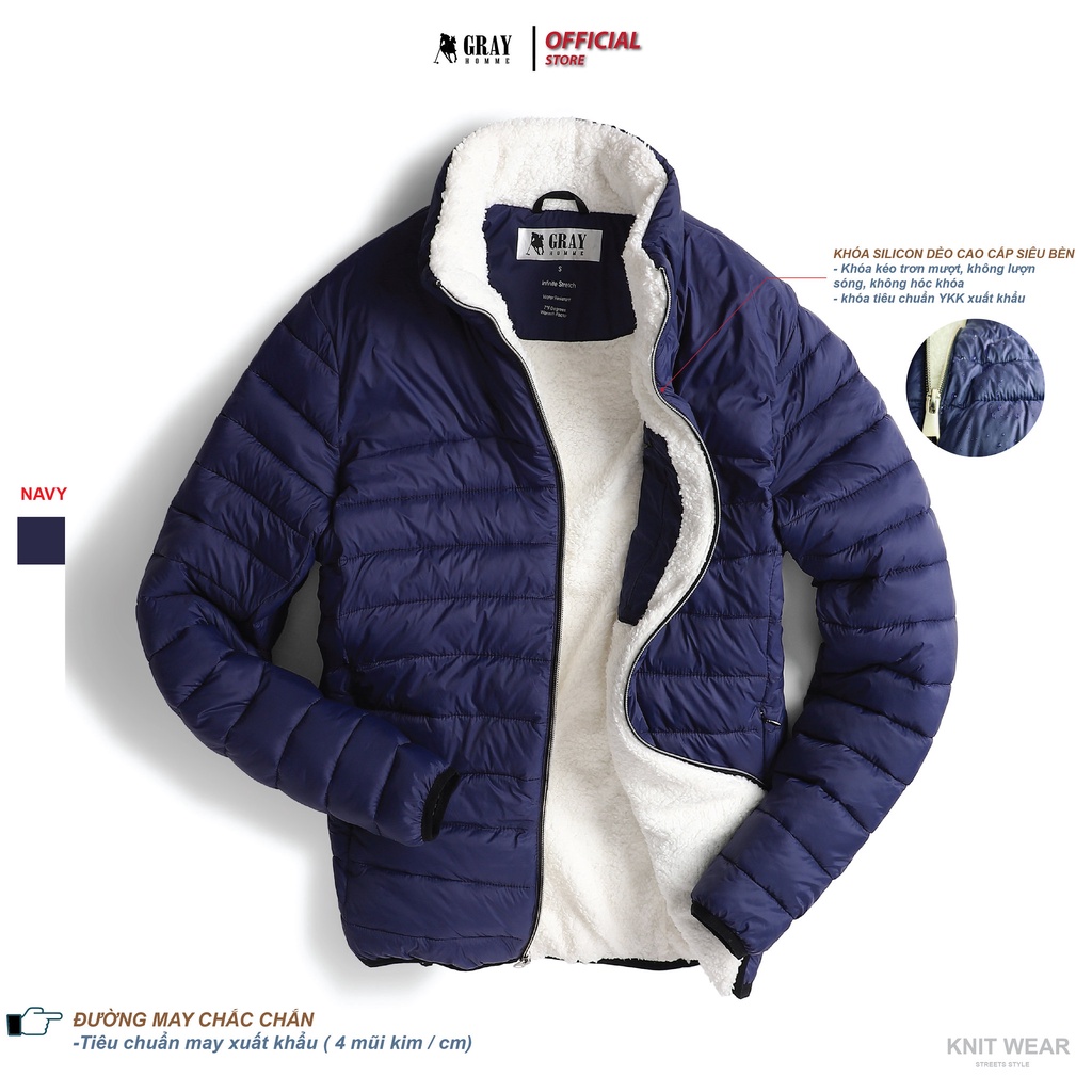 Áo Khoác Nam, Phao Nam GrayHomme (3 màu), Chần Bông Cao Cấp, Mềm Mịn, Siêu Nhẹ, Lót Lông Siêu Ấm, fom Ôm Vừa (CF101)