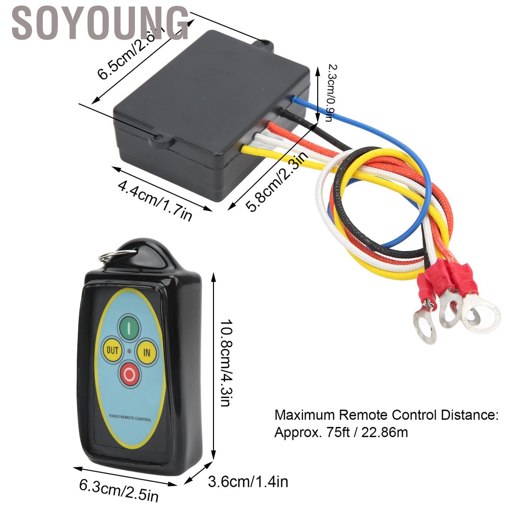 Soyoung Wireless Winch Remote Control Kit High Sensitivity 12V/24V 434MHZ Set Universal for Repairing