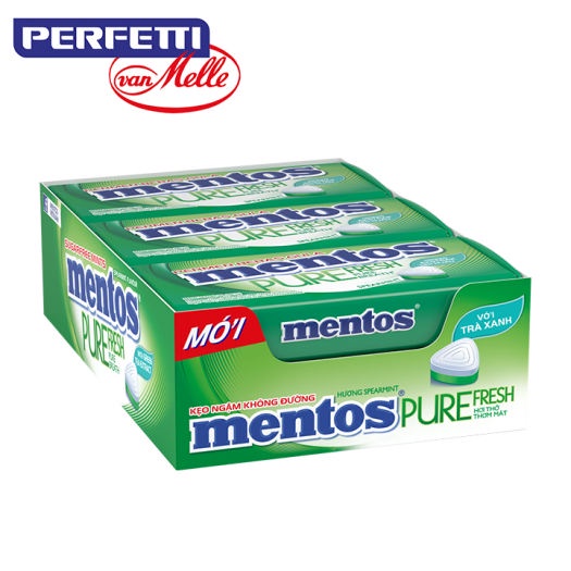 (Chính hãng-date mới 2024) Kẹo ngậm Mentos không đường hủ 50 viên 35g - Pure Fresh spearmint, Pepermint bạc hà
