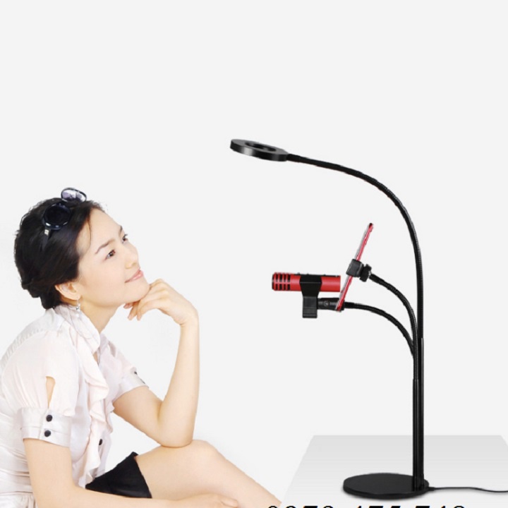 Bộ Micro C16 Bluetooth, Giá Đỡ Đèn 3in1, Tặng Tai Nghe - Combo Mic C16 Livestream Hát Karaoke Giả Giọng Cực - New 2022