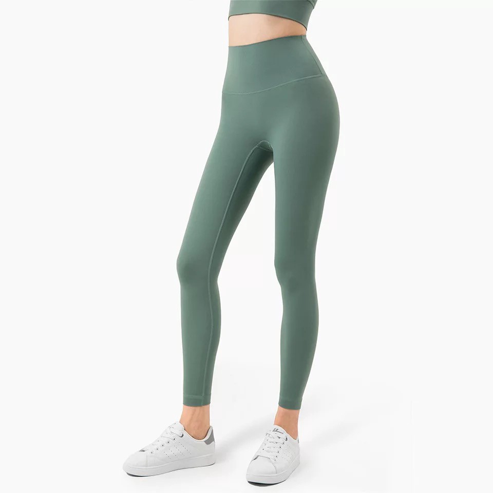 Quần Legging Thể Thao Lưng Cao Màu Trơn Dành Cho Nữ