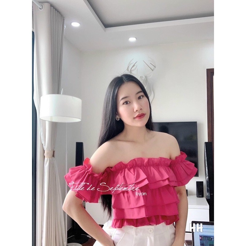 Áo trễ vai bèo tầng - 3 màu hot hit phối đồ gì cũng xinh. Màu hồng mặc siêu cute lun😍😍😍