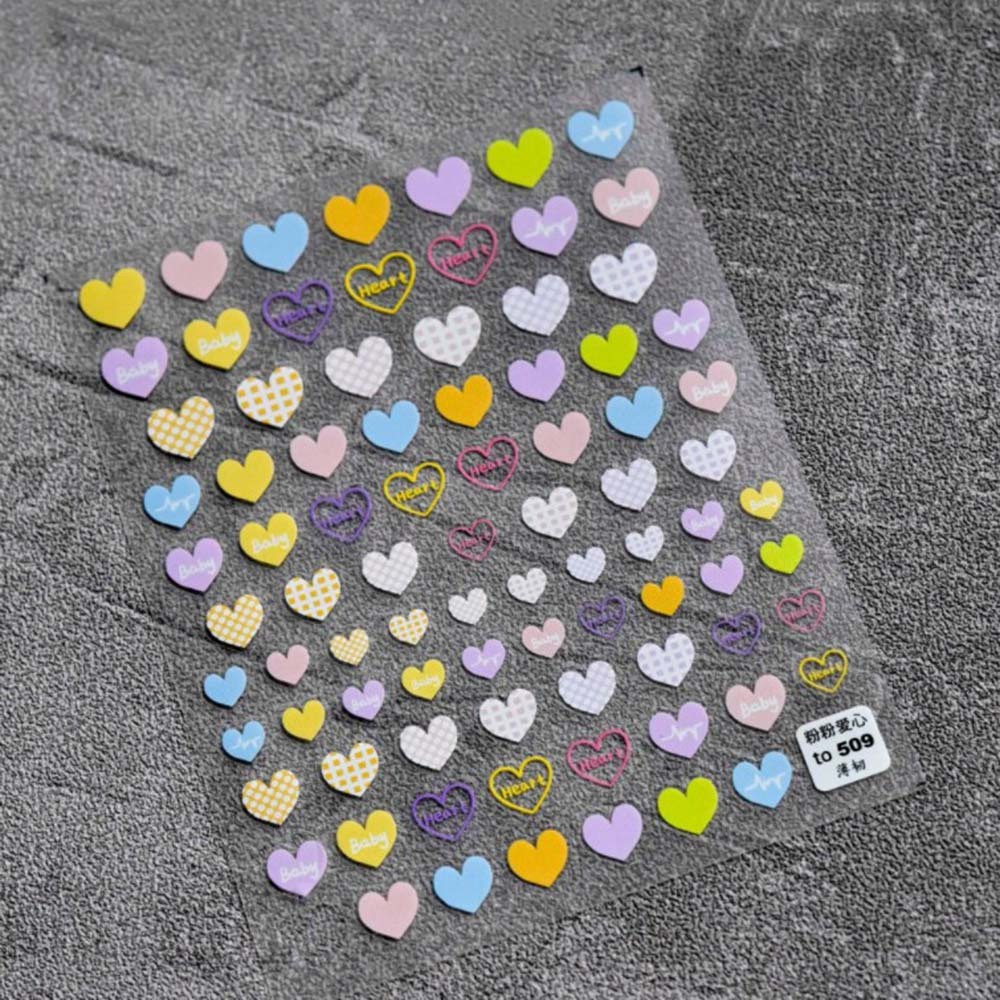 [Hàng mới về] Tờ miếng dán trang trí móng tay nghệ thuật hình trái tim 3D nhiều màu sắc phong cách Nhật Bản thời trang