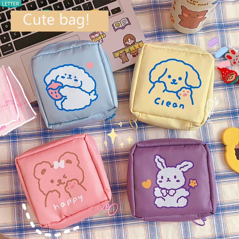 Túi Đựng Khăn Giấy/Khăn Ăn Bằng Cotton Len Cotton In Họa Tiết Hoạt Hình Phong Cách Hàn Quốc Chất Lượng Cao Nhỏ Gọn Tiện Dụng