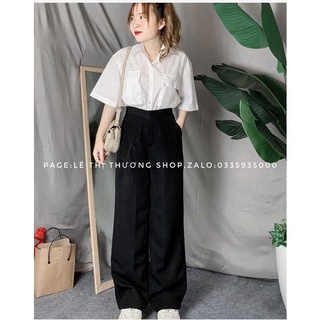Set quần suông + sơ mi tay lỡ túi hộp