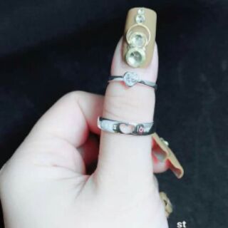 Nhẫn đôi bạc ý  trái tim 2 trong 1