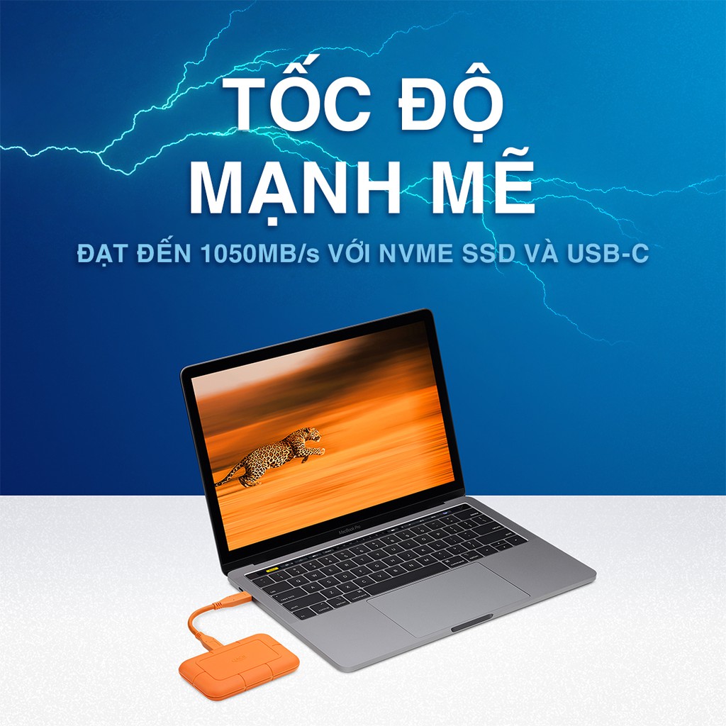 Ổ Cứng Di Động SSD Lacie Rugged 500GB, 1TB, 2TB USB-C, Thunderbolt 3 + Gói cứu dữ liệu