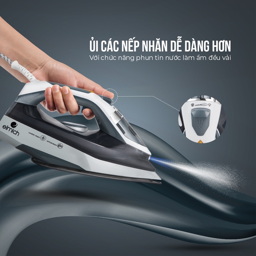 Bàn ủi hơi nước Elmich 2400W SIE-3435 - Hàng chính hãng - Bảo hành 24 tháng