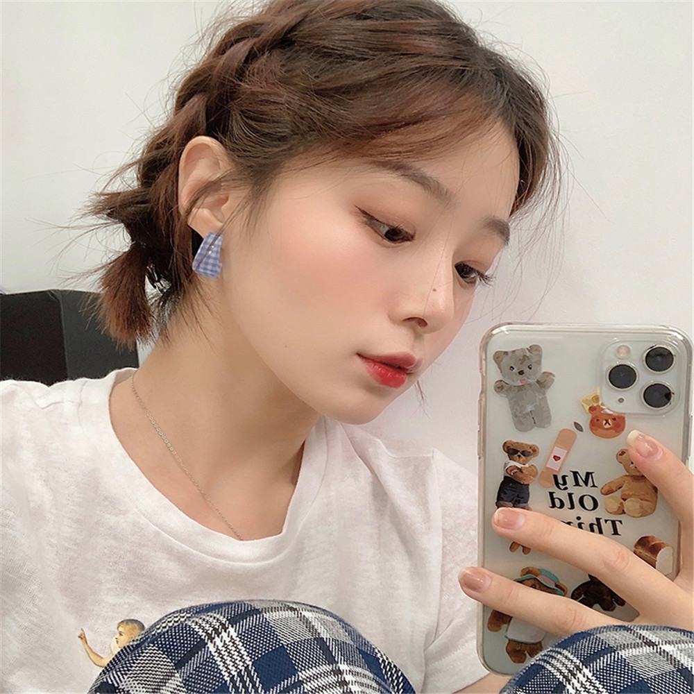 Khuyên Tai Họa Tiết Ca Rô Trẻ Trung Thanh Lịch Dành Cho Nữ