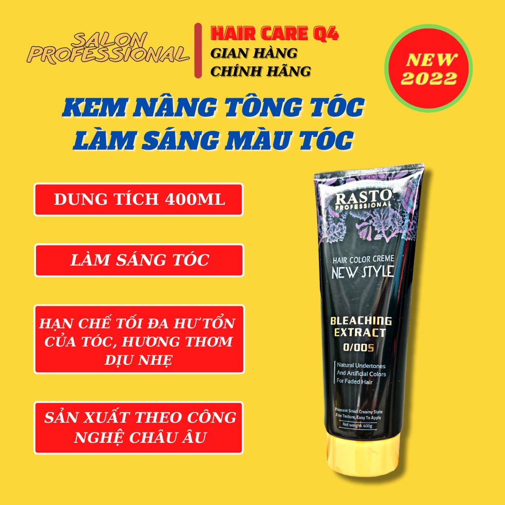 Kem Nhuộm Nâng Tông Tóc, Làm Sáng Tóc, Bóc Màu Đen Rasto 400ml Chính Hãng - Hair Care Q4