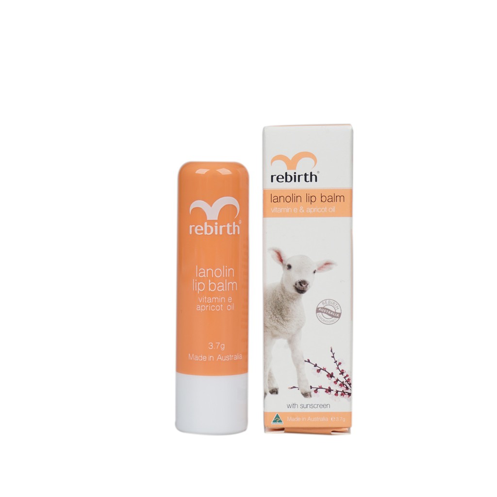 Combo 2 Son Dưỡng Môi Nhau Thai Cừu Rebirth Lanolin Lip Balm with Vitamin E & Apricot Oil (3.7g)