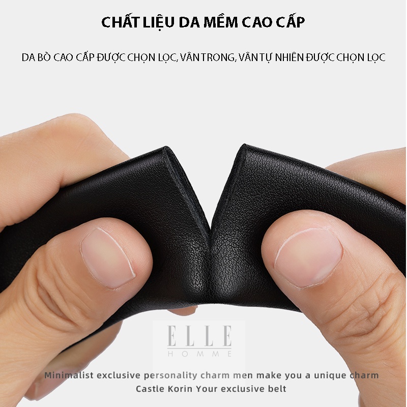 Thắt lưng nam da PU, Dây nịt phong cách Hàn Quốc khóa ghim cổ điển ELLE HOMME - TL18