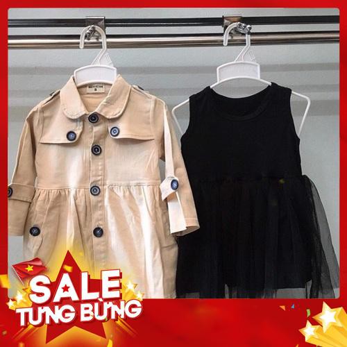 Set áo khoác kaki kèm váy ren đen 2 chi tiết -Hàng nhập khẩu