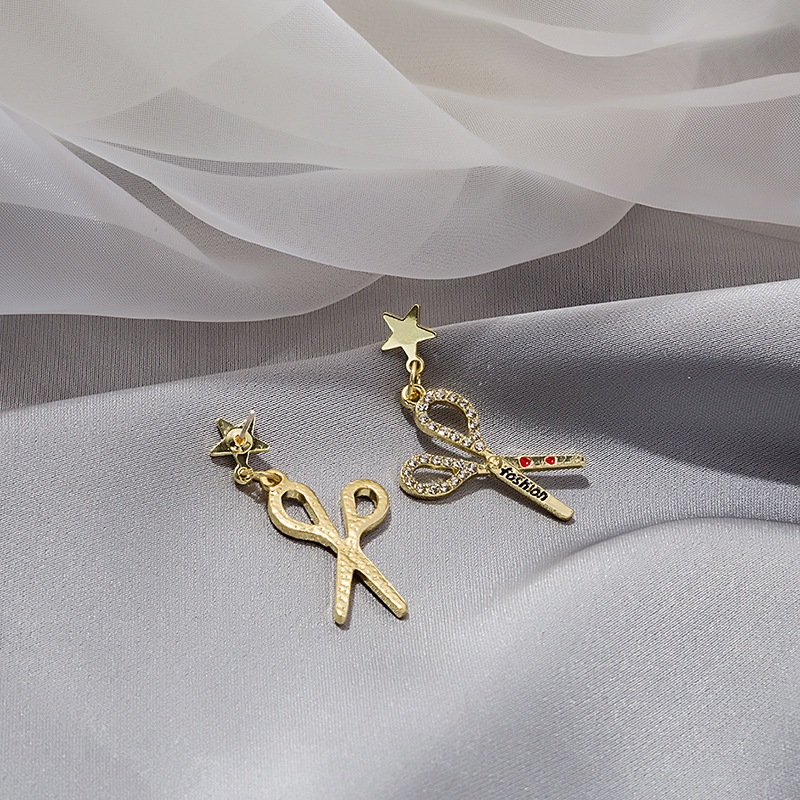 Bông tai mạ bạc S925 hình kéo dài đính đá kim cương dễ phối đồ cho nữ