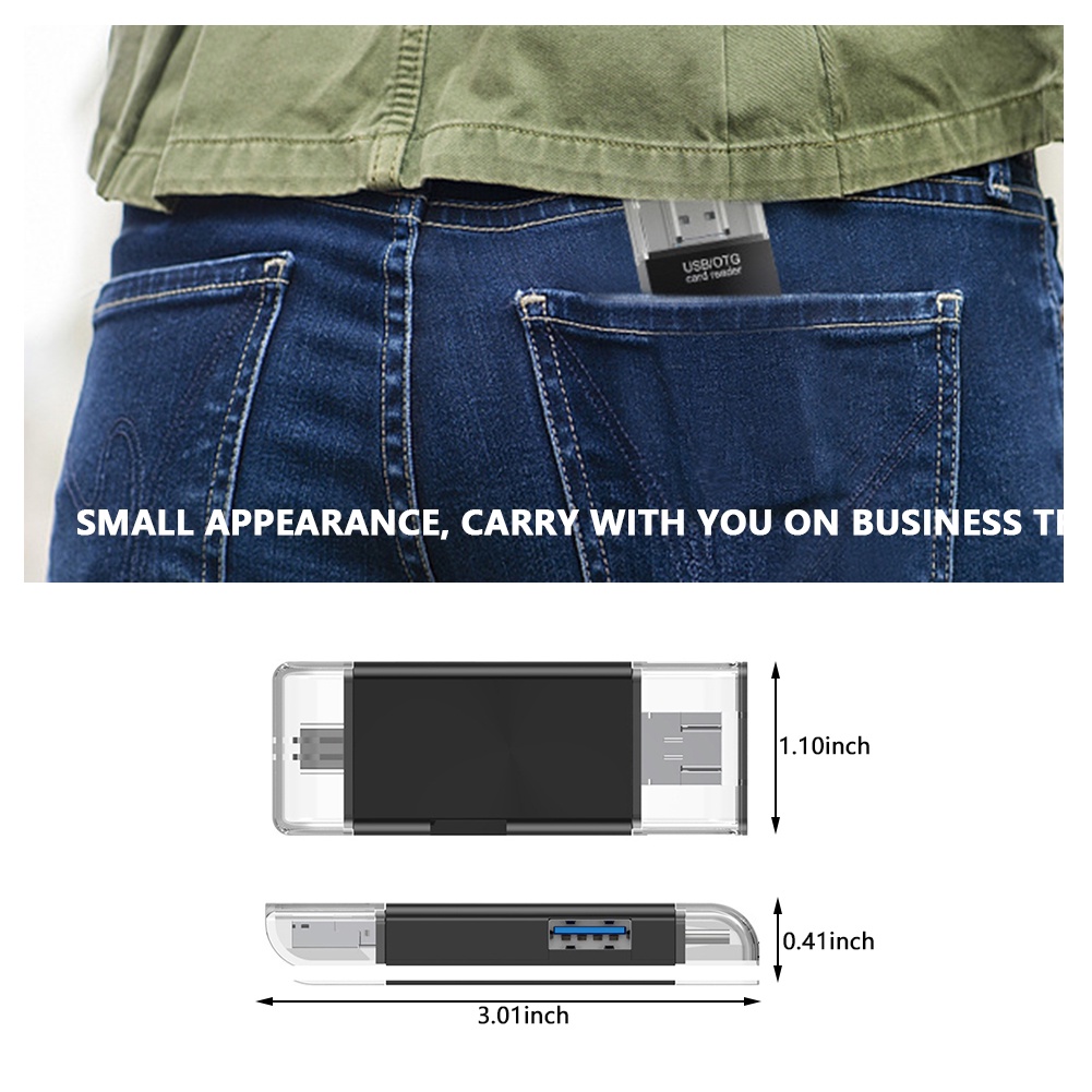 Type-C & Micro USB 6 trong 1 Đầu đọc thẻ OTG Ổ đĩa flash USB2.0 Universal OTG TF / SD Card tốc độ cao | BigBuy360 - bigbuy360.vn