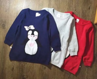 Váy len bé gái hình chim cánh cụt