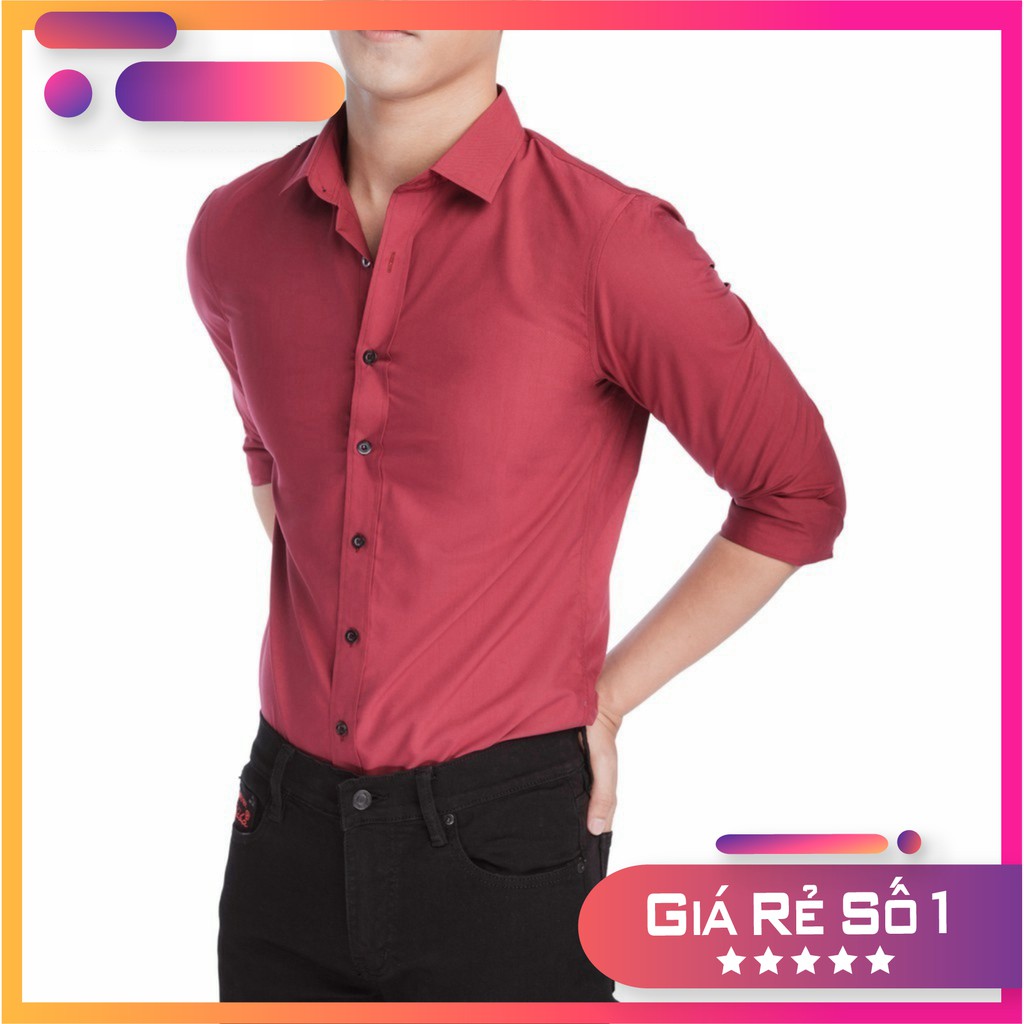 DMCShop Sơ mi nam màu đỏ đô cao cấp, vải cotton 65% mát mẻ Cực Đẹp