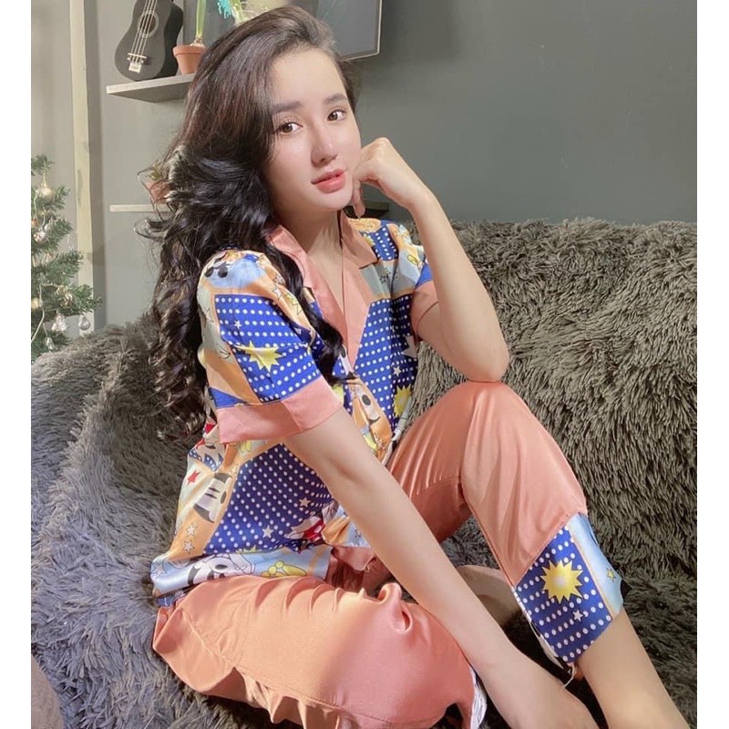 Bộ đồ satin tay ngắn quần dài sang chảnh