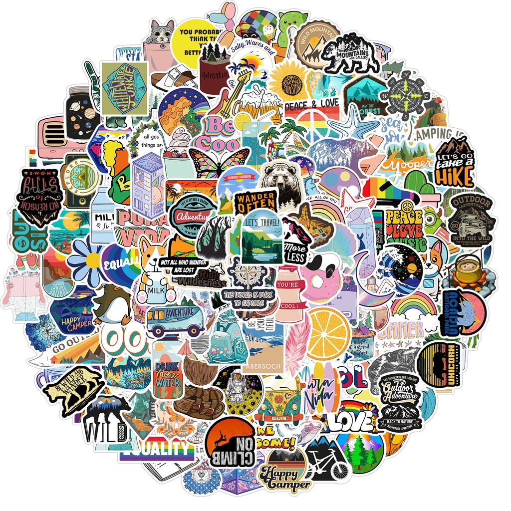 Set 200 / 100 / 50 miếng dán chống thấm nước họa tiết graffiti trang trí vali / laptop / điện thoại