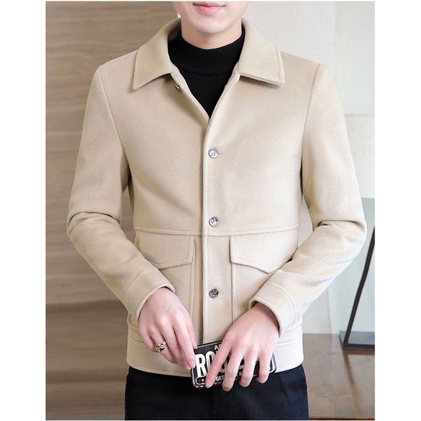 Áo dạ nam dáng ngắn phong cách hàn quốc trẻ trung hiện đại, hàng có sẵn. R8