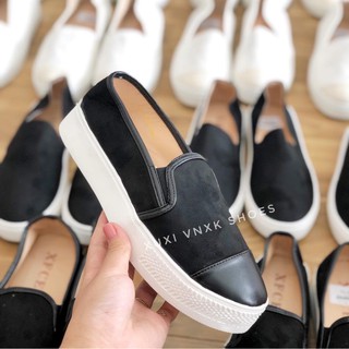 ( ảnh thật ) giày slip on da lộn mũi da