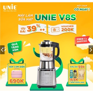 Chương trình mua 1 máy sữa hạt unie v8s được tặng ngay 1 hộp cơm unie trị giá 690.000-máy làm sữa hạt đa năng unie v8s