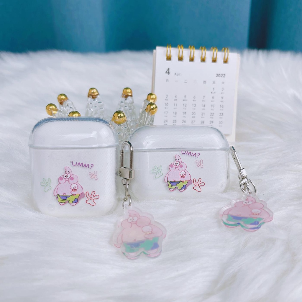 Vỏ Bảo Vệ Hộp Sạc Tai Nghe Bluetooth AirPods 1/2/3/Pro 2021 inPods i12 Bằng Tpu Mềm Trong Suốt Họa Tiết Hoạt Hình Spongebob