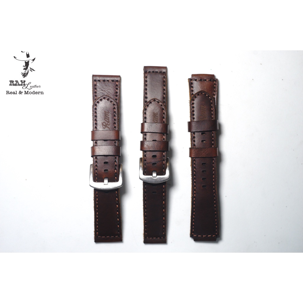 Dây đồng hồ RAM Leather 1981 da bò thật cho CASIO 1200, AE 1200, 1300, 1100, A159 , A168 , Size 18