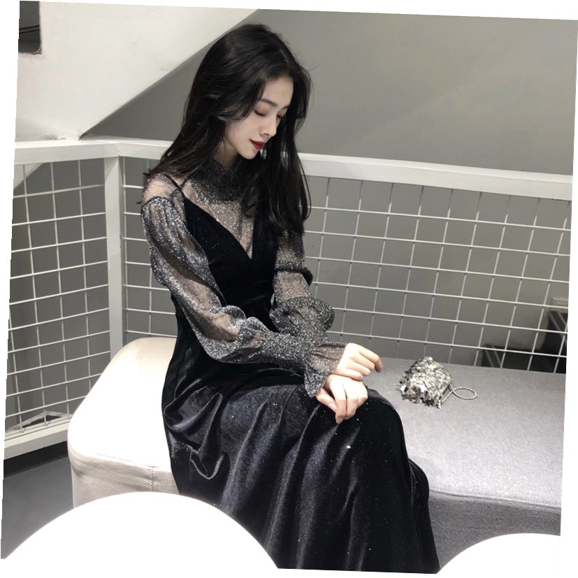Váy nhung mềm phối ren ulzzang (kèm Feedback)