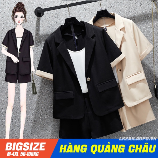Sét bộ đồ nữ ⚡️𝐁𝐈𝐆𝐒𝐈𝐙𝐄⚡️ Áo vest blazer tay ngắn 2 dây kết hợp quần short quần đùi ống rộng chữ a mùa hè Phong cách Hàn Quốc Thời Trang đi Chơi sang chảnh cá tính quảng châu cao cấp