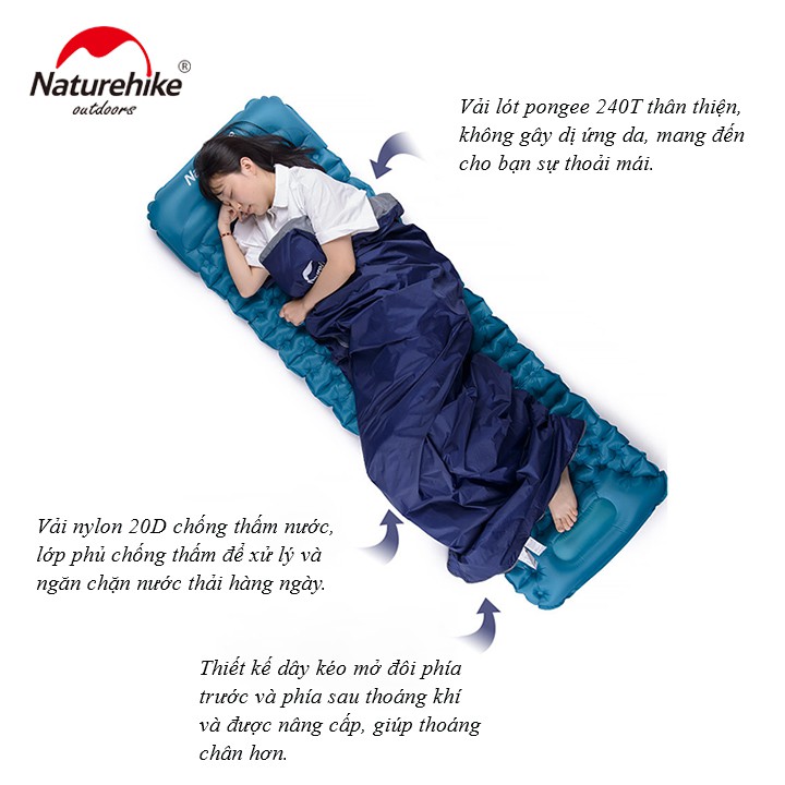 Túi ngủ văn phòng, du lịch dã ngoại cao cấp ngoài trời  Naturehike NH15S003 - Hàng Chính Hãng