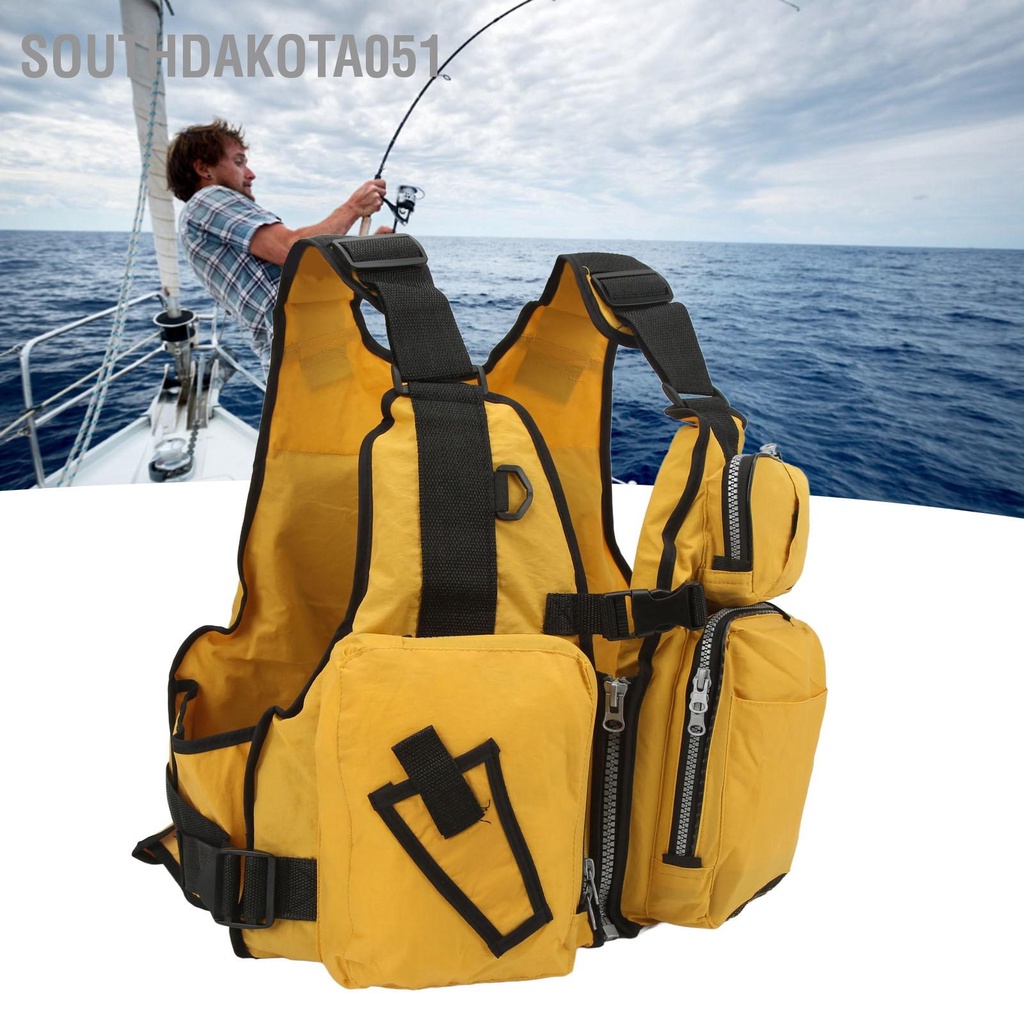 [Hàng HOT] Áo vest Câu cá Ngoài trời với nhiều túi Màu vàng cho nam nữ【Southdakota051】