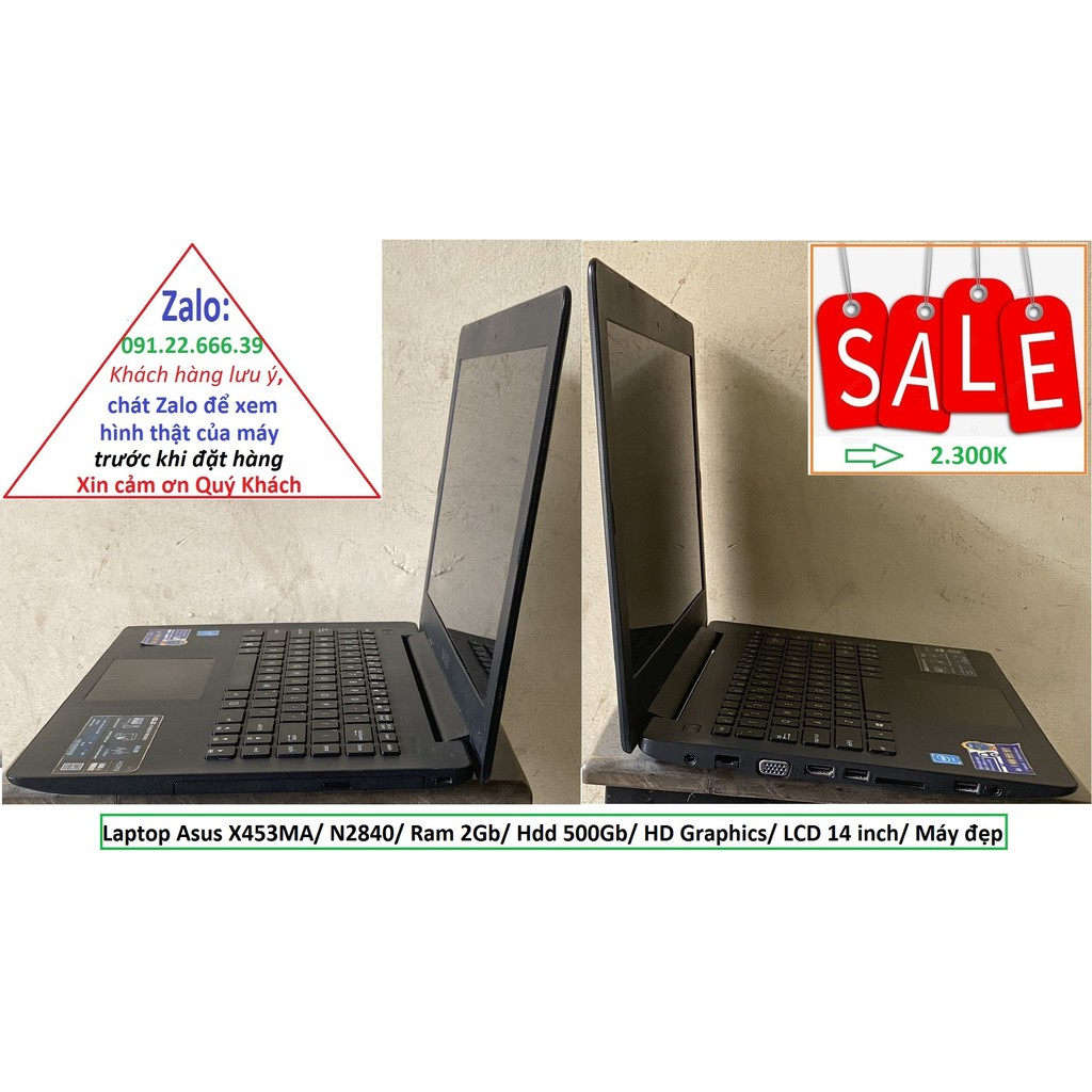 Laptop Asus X453MA/ N2840/ Ram 2Gb/ Hdd 500Gb/ HD Graphics/ LCD 14 inch/ Máy đẹp