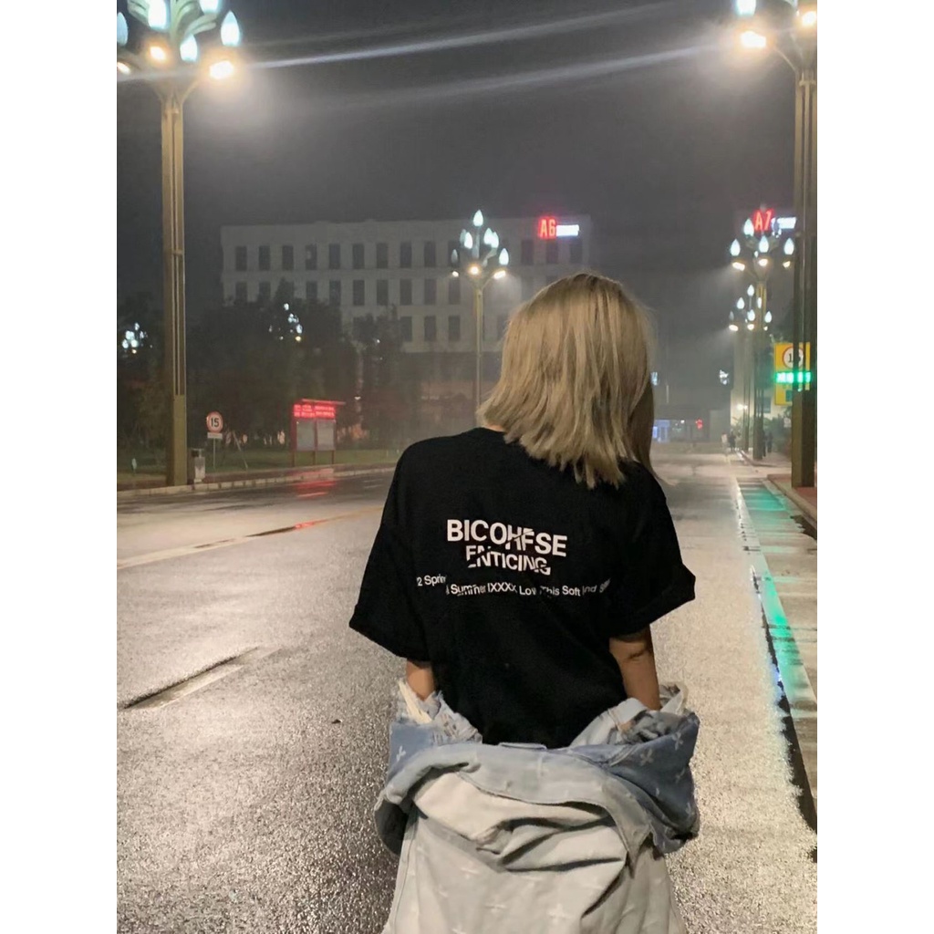 Áo Thun 100% Cotton Nguyên Chất Ngắn Tay In Chữ Phong Cách Retro Mỹ