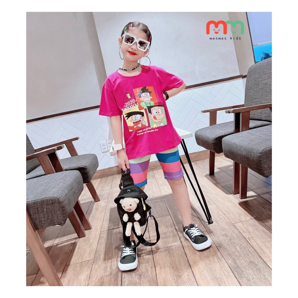 Đồ bộ bé gái dễ thương áo thun phối quần legging ngố cá tính thun cotton cao cấp mềm mát thấm hút cho bé 9kg đến 42kg