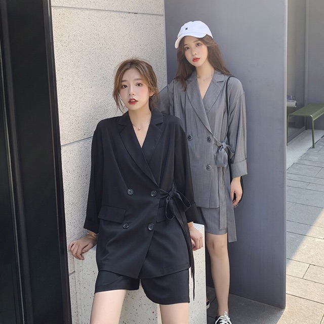 SET ÁO KHOÁC BLAZER 🎀[Có Ảnh Thật]🎀 CAO CẤP THẮT DÂY 1 BÊN ✨ PHONG CÁCH NHẬT CỰC SANG | BigBuy360 - bigbuy360.vn