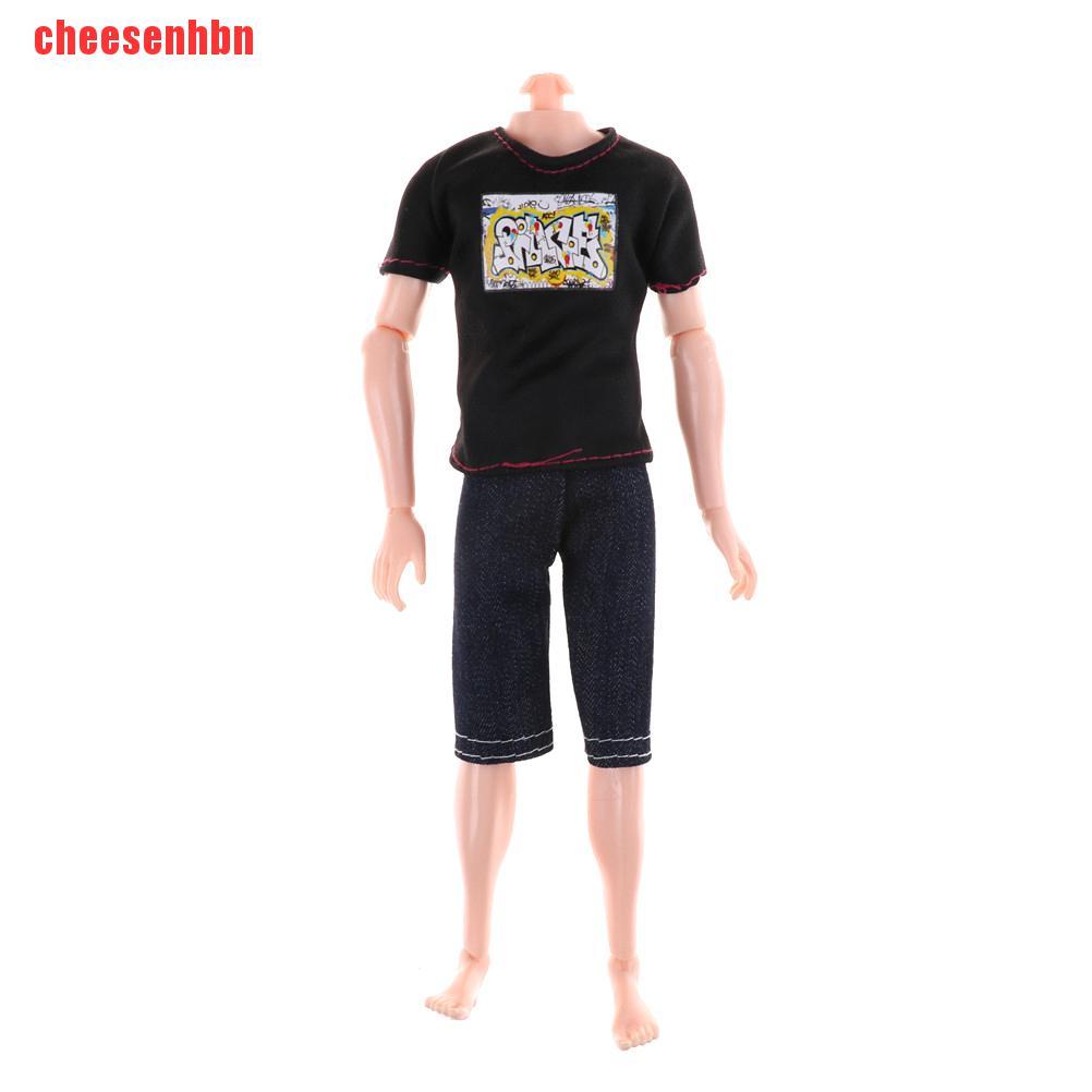 [cheesenhbn]Barbie Boyfriend Ken Prince Doll T-shirt Pants Casual Denim Clothes toy