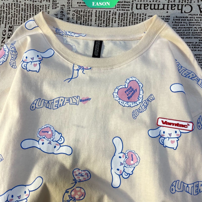 Áo Thun Tay Ngắn Dáng Rộng In Hình Cinnamoroll Dễ Thương Thời Trang Cho Nữ
