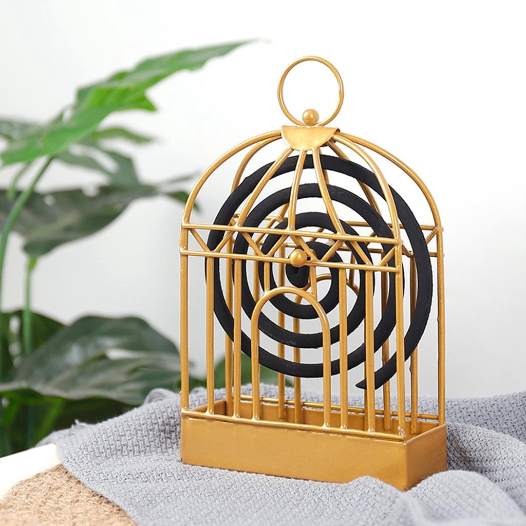 Giá Đỡ Nhang Muỗi Hình Lồng Chim Bằng Sắt Đàn Hương Trang Trí Phòng Khách