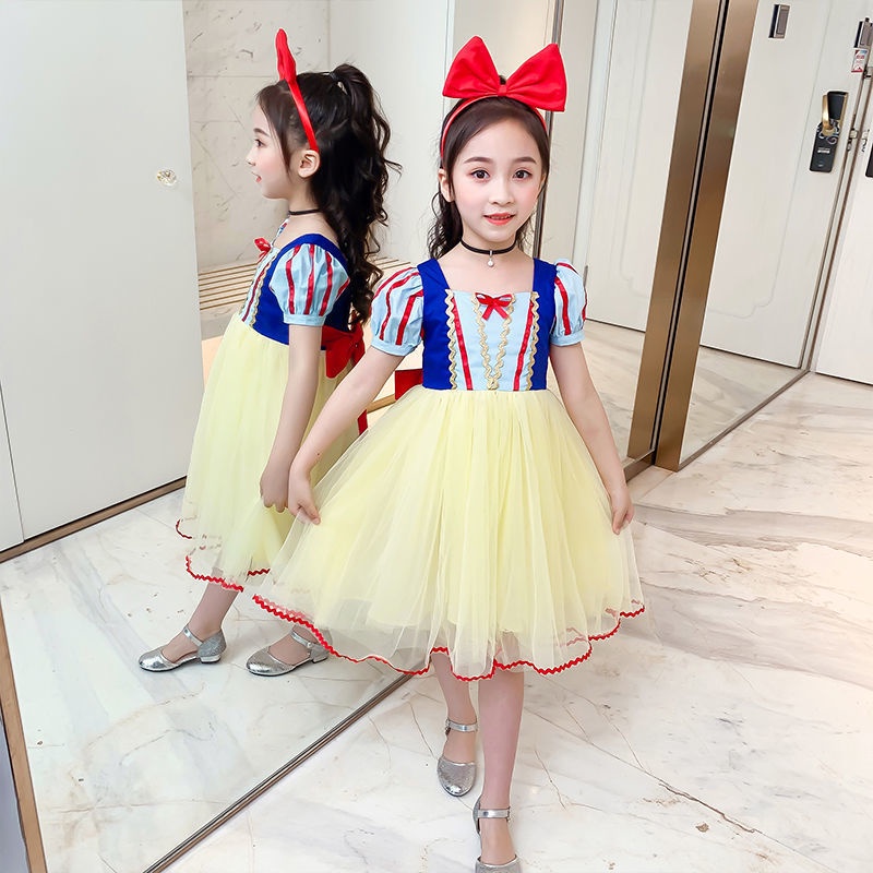 Đầm Công Chúa Bạch Tuyết Phối Lưới Thời Trang Mùa Hè Cho Bé Gái