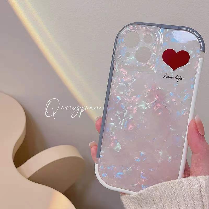 Ốp Điện Thoại In Hình Trái Tim Phối Ngọc Trai Cho iPhone 12 13 11 Pro Max X Xs Max Xr 7 8 Plus