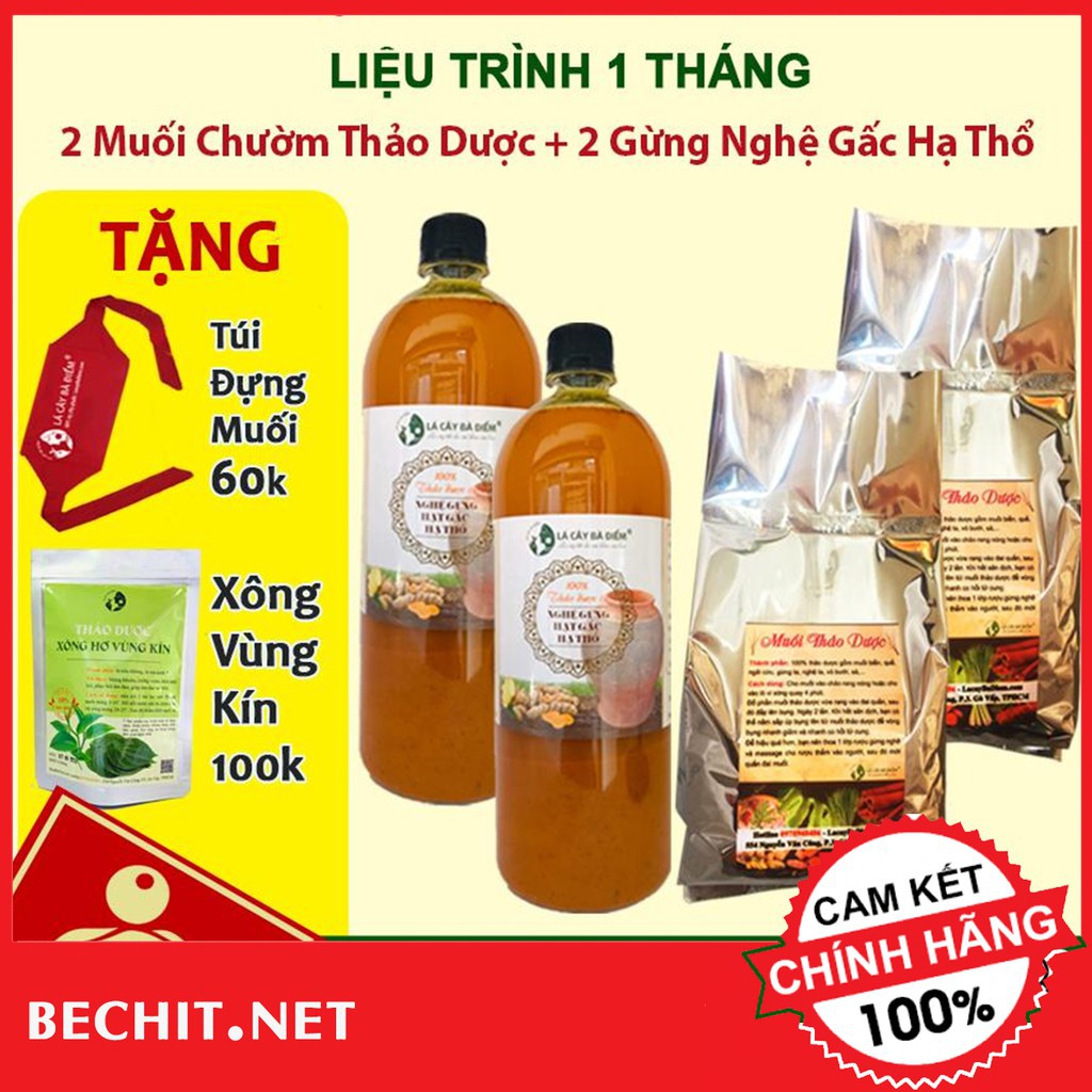 Combo 2 Cốt Gừng Nghệ Hạ Thổ + 2 Muối Chườm Thảo Dược - Tặng Thảo Dược Xông Vùng Kín + Túi Chườm Muối 60k