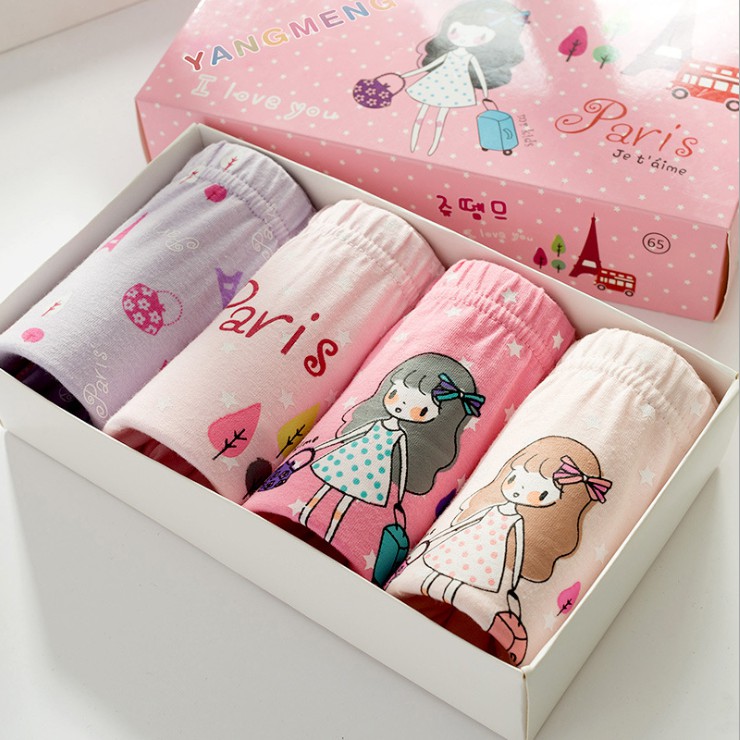 [Tổng Hợp 1] Set 4 quần lót dạng đùi BOXER bé gái Hàn Quốc 100% vải cotton thoáng mát, an toàn cho sức khỏe của trẻ em