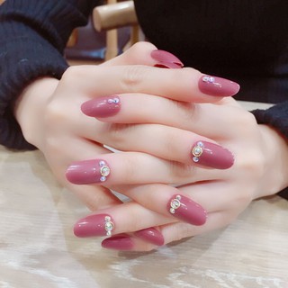 Set 24 móng giả sơn màu đậu trang trí móng tay cô dâu