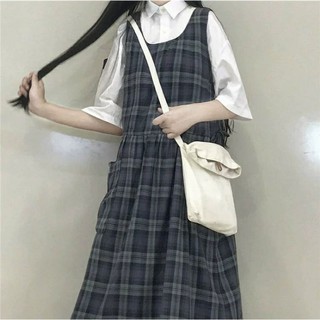 (ORDER) Set váy yếm kẻ caro và sơ mi